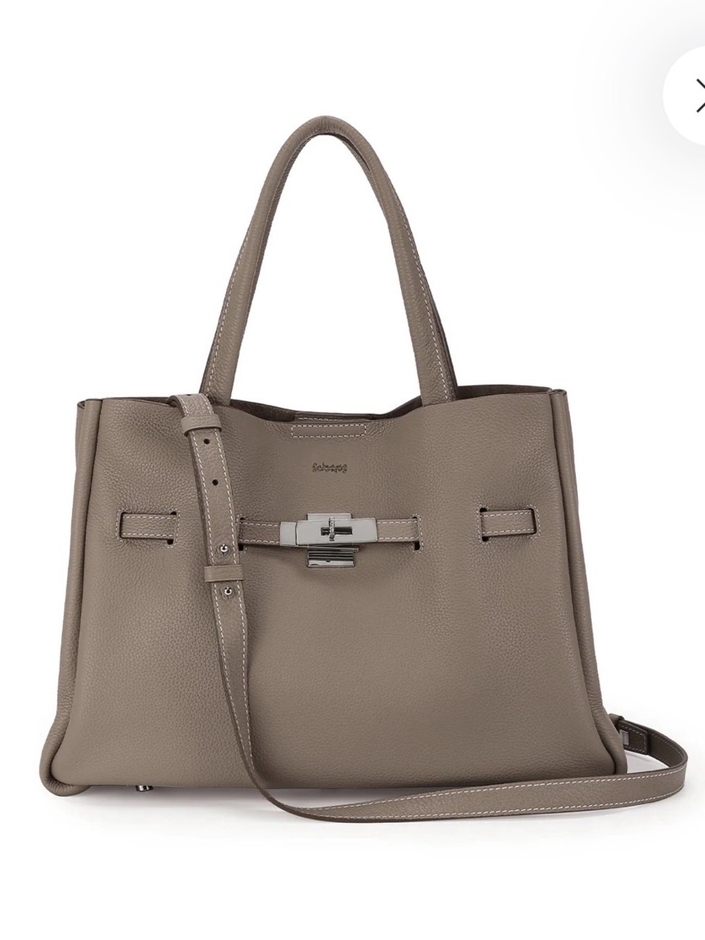 Rabeanco Saoire Belt Taupe Crossbody Tote with Buckle Detail - Medium